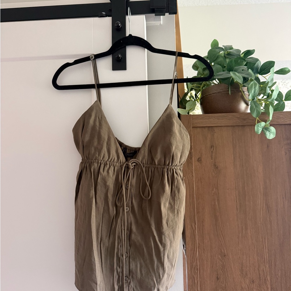 Women’s Olive Brown Spaghetti Strap Tank Top